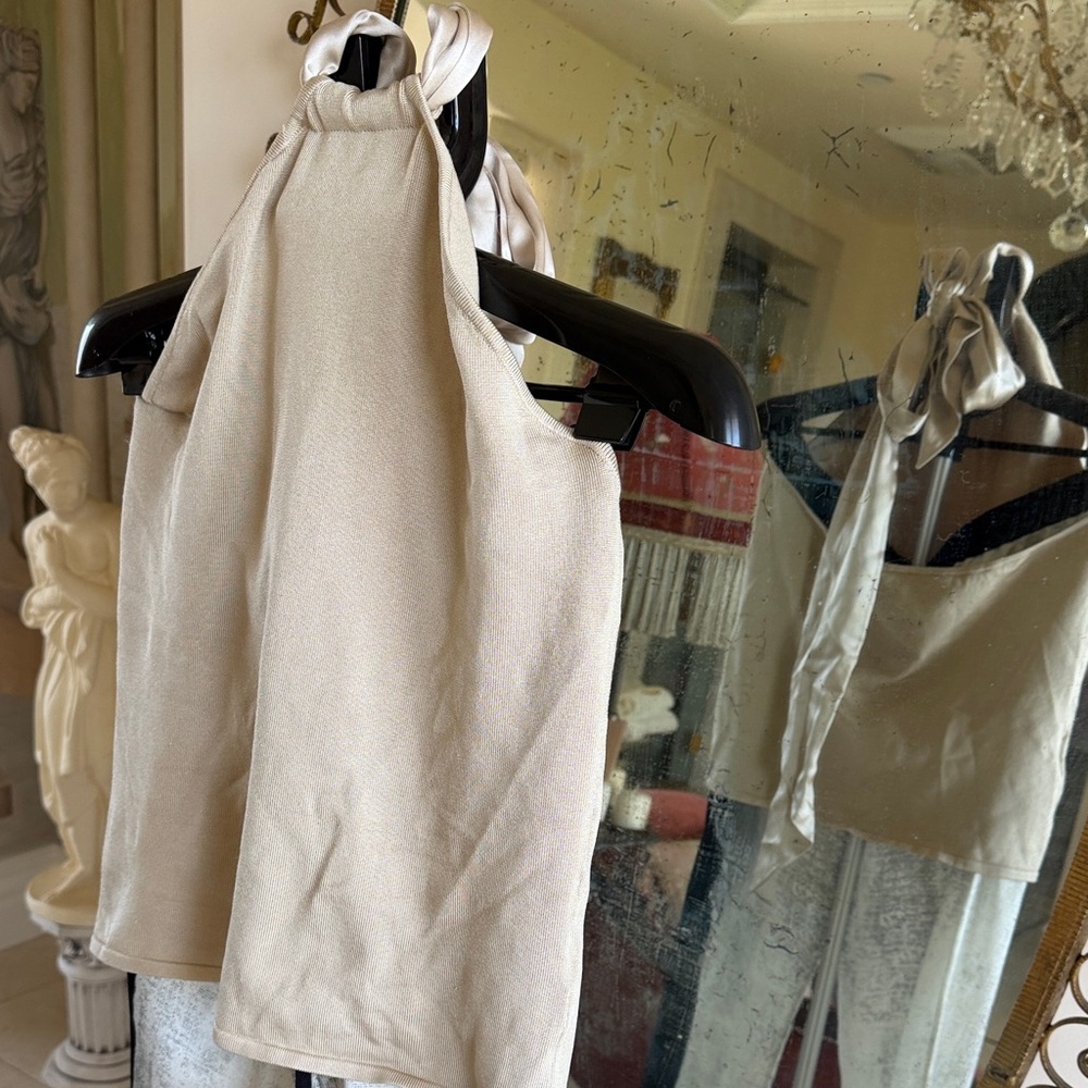 Ralph Lauren Cream Knit Halter Crop Top
